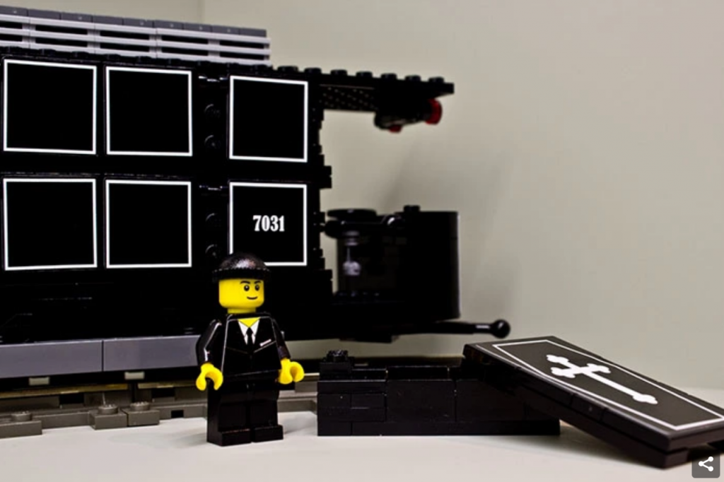 four crematoir, LEGO, funerailles, deuil